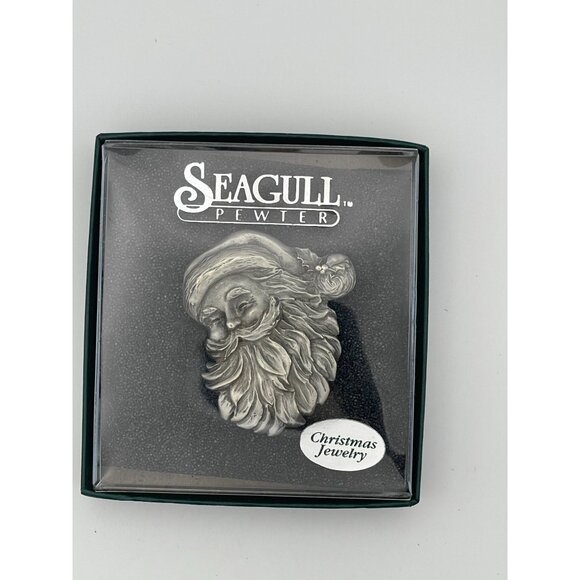 Jolly Santa Brooch Seagull Pewter 1992 Nova Scotia - Picture 3 of 6